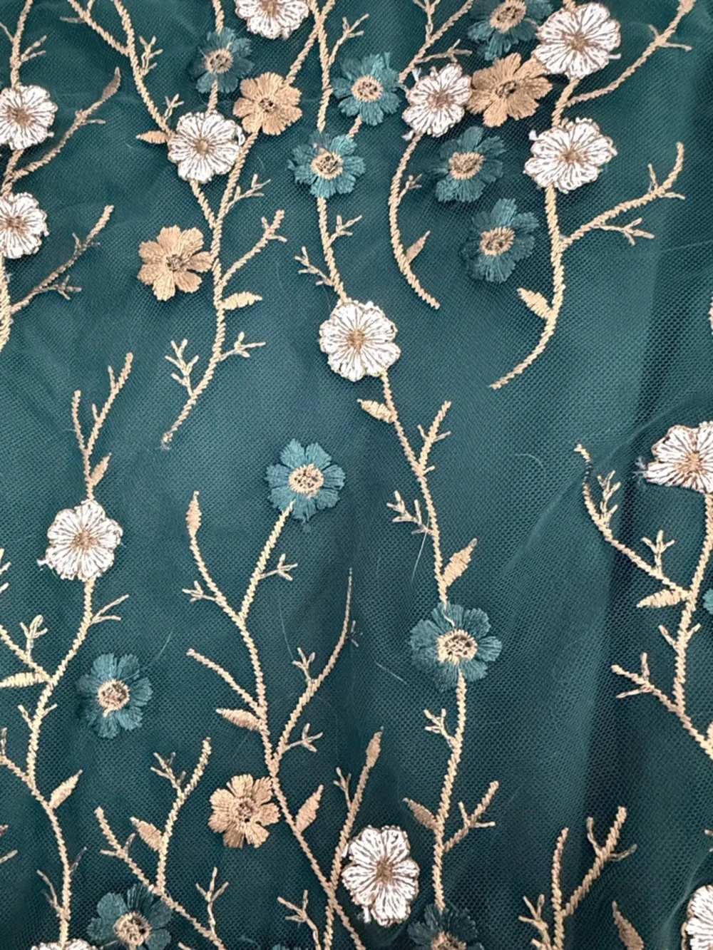 Baltic Born Arabella Embroidered Tulle Maxi Dress Size XL Dark Green and Gold - Picture 4 of 13